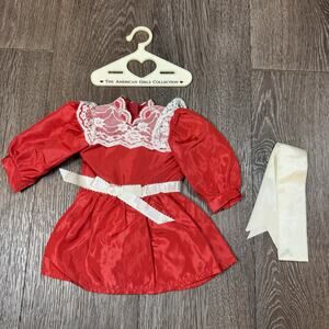 1986 Samantha Christmas Red Dress And Ribbon Pleasant Company American Girl